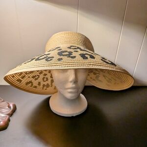 Wonderly Leopard Print Wide Brim Woven Hat